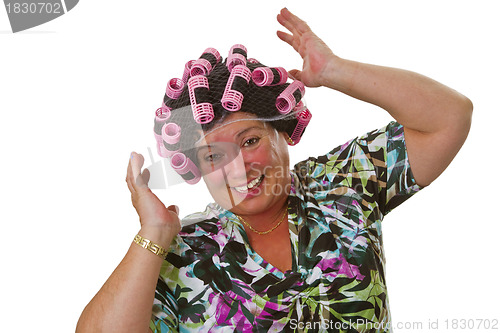 Image of Female senior with funny wig 