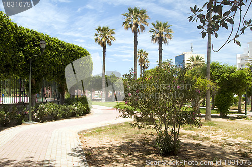 Image of gardens walkway in waterfront Oasis Park El Kantaoui Sousse Tuni