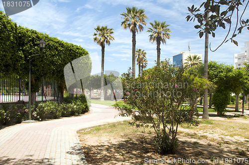 Image of gardens walkway in waterfront Oasis Park El Kantaoui Sousse Tuni