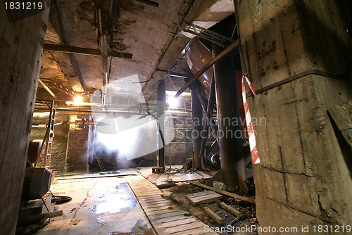 Image of Old abandoned dirty empty scary factory interior