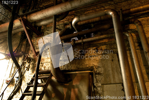 Image of Old abandoned dirty empty scary factory interior