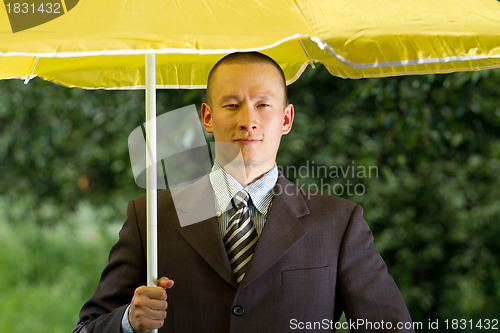 Image of Businessman Working Outdoors