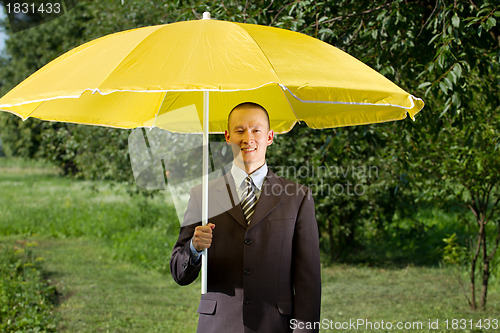 Image of Businessman Working Outdoors