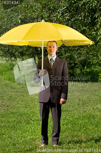 Image of Businessman Working Outdoors