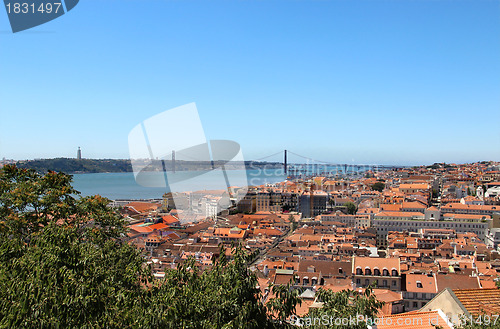 Image of  Lisbon panorama, Portugal – buildings, roofs, churches