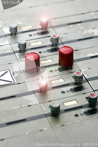 Image of german train station control table lights