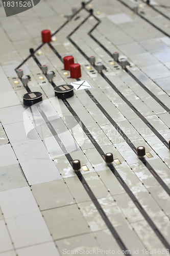 Image of german train station control table