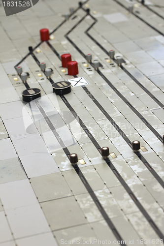 Image of german train station control table