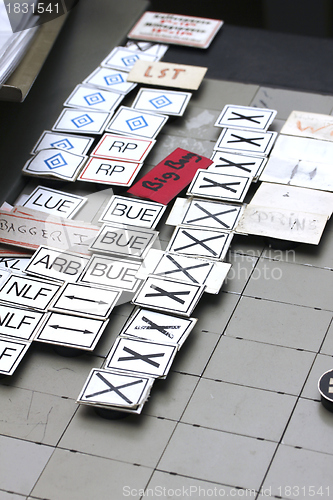 Image of german train station control table symbol platelets