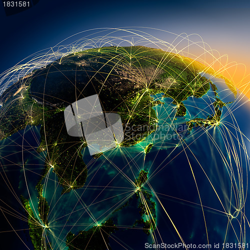 Image of Main air routes in Asia