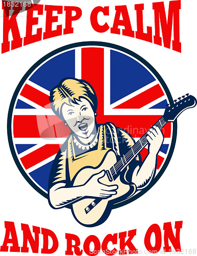 Image of Keep Calm Rock On British Flag Queen Granny Guitar