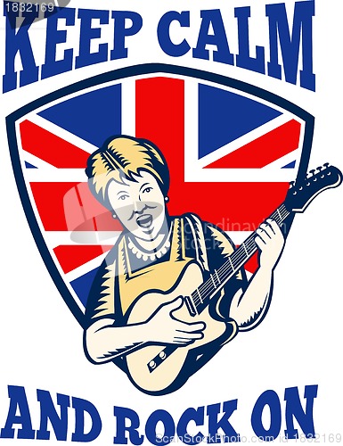 Image of Keep Calm Rock On British Flag Queen Granny Guitar