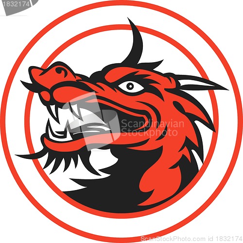 Image of Red Chinese Dragon Head Circle