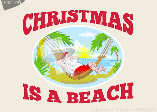 Image of Santa Claus Father Christmas Beach Relaxing