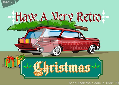 Image of Retro Christmas Tree Station Wagon