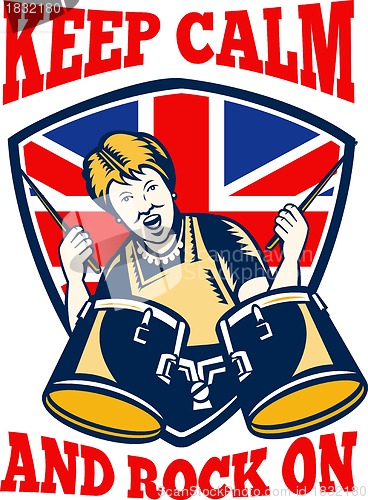 Image of Keep Calm Rock On British Flag Queen Granny Drums
