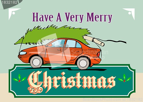 Image of Merry Christmas Tree Car Automobile