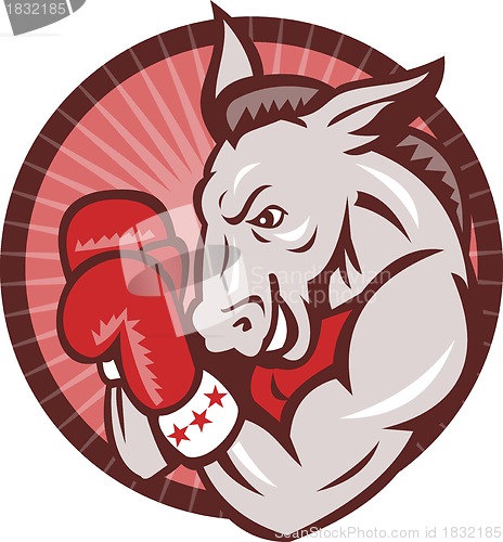 Image of Democrat Donkey Mascot Boxer Boxing Retro