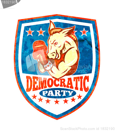 Image of Democrat Donkey Mascot Boxer Shield