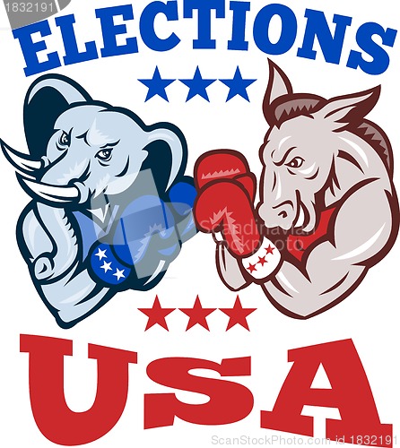 Image of Democrat Donkey Republican Elephant Mascot USA