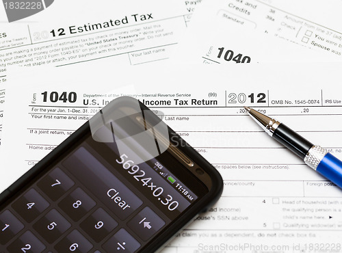 Image of USA tax form 1040 for year 2012