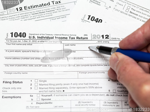 Image of USA tax form 1040 for year 2012