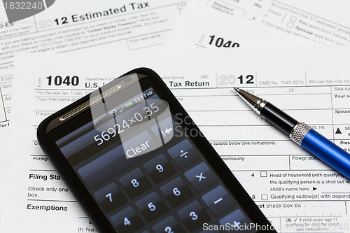 Image of USA tax form 1040 for year 2012