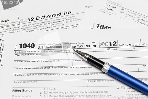 Image of USA tax form 1040 for year 2012