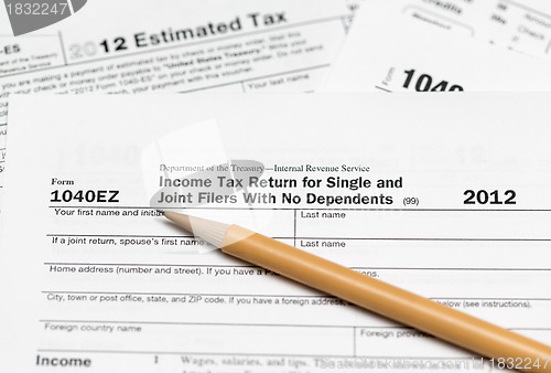 Image of USA tax form 1040ez for year 2012