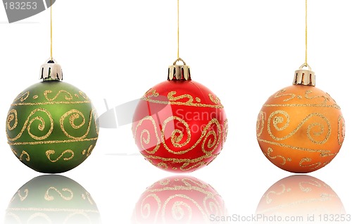 Image of Hanging baubles reflected