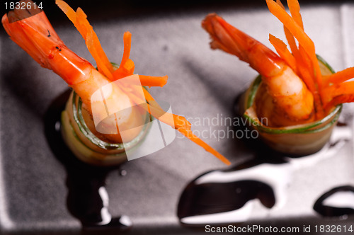 Image of colorful  prawn shrimps appetizer snack