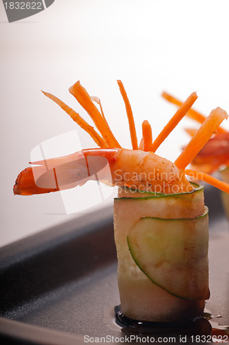 Image of colorful  prawn shrimps appetizer snack