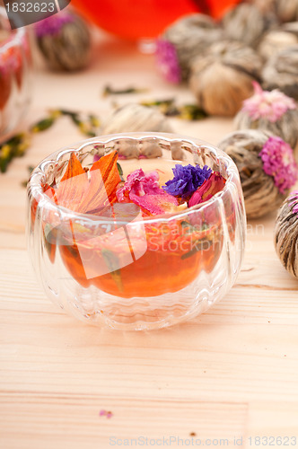 Image of Herbal natural floral tea infusion with dry flowers