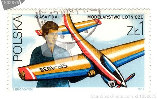 Image of POLAND - CIRCA 1981: A stamp printed in Poland showing aeromodel