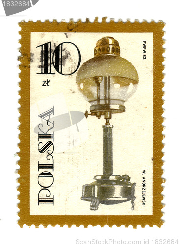 Image of POLAND - CIRCA 1982: postage stamp shows vintage kerosene lamp, 