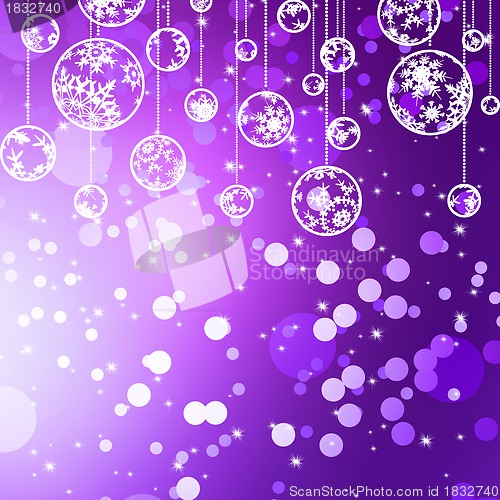 Image of Violet christmas ball on holiday background. EPS 8