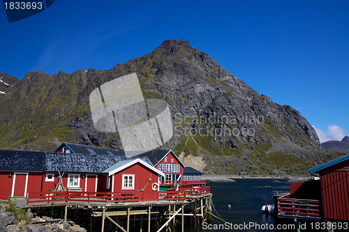 Image of Red rorbu fishing huts