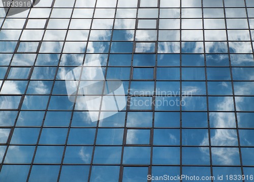 Image of Blue building and clouds