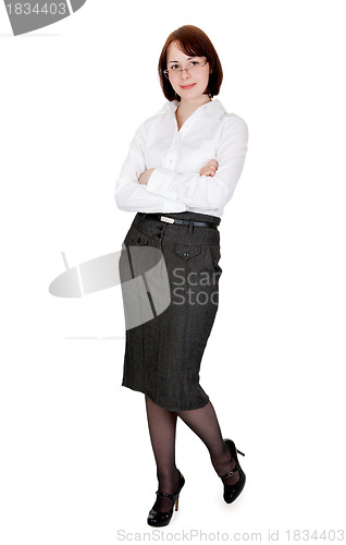 Image of Young business lady in spectacles in the studio