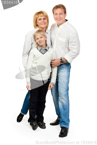 Image of Portrait of a happy family of three