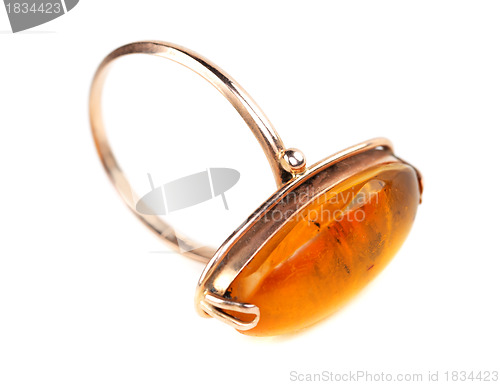 Image of gold ring with amber