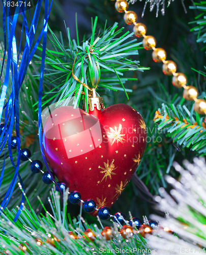 Image of Christmas Tree Decorated with Bright Toys