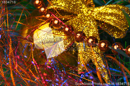 Image of Christmas Tree Decorated with Bright Tinsel