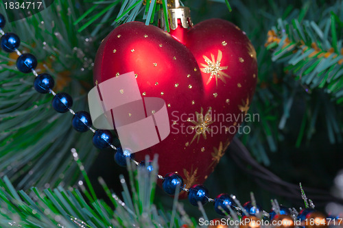 Image of Christmas Tree Decorated with Bright Toys