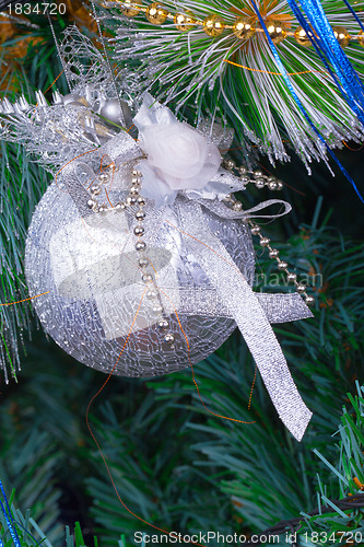 Image of Christmas Tree Decorated with Bright Toys