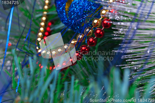 Image of Christmas Tree Decorated with Bright Tinsel