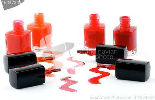 Image of Bright Nail Varnishs and Spilled with Brushes