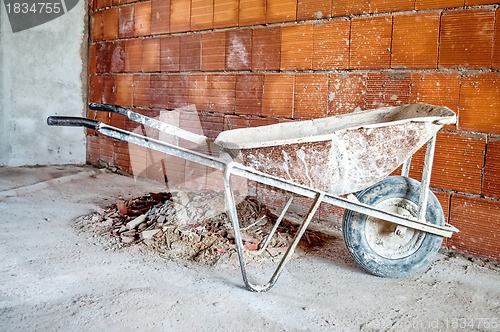 Image of wheelbarrow in workplace