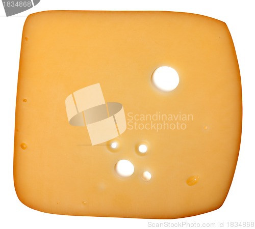 Image of Slice of cheese isolated on white background