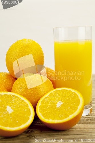 Image of fresh and  healthy tasty orange juice on table